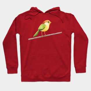 Bird on a Wire - Red, Green, Orange, and Yellow Cute Bird - Watercolor Painting Hoodie